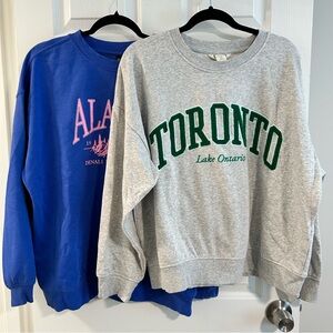 H&M Two Crewneck Sweaters Gray Toronto Lake Ontario Blue Alaska